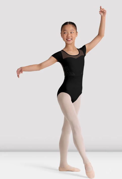 Bloch Girls Mei Floral Cap Sleeve Leotard CL20003
