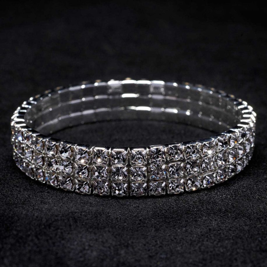 KBG 3-Row Crystal Stretch Bracelet SS080