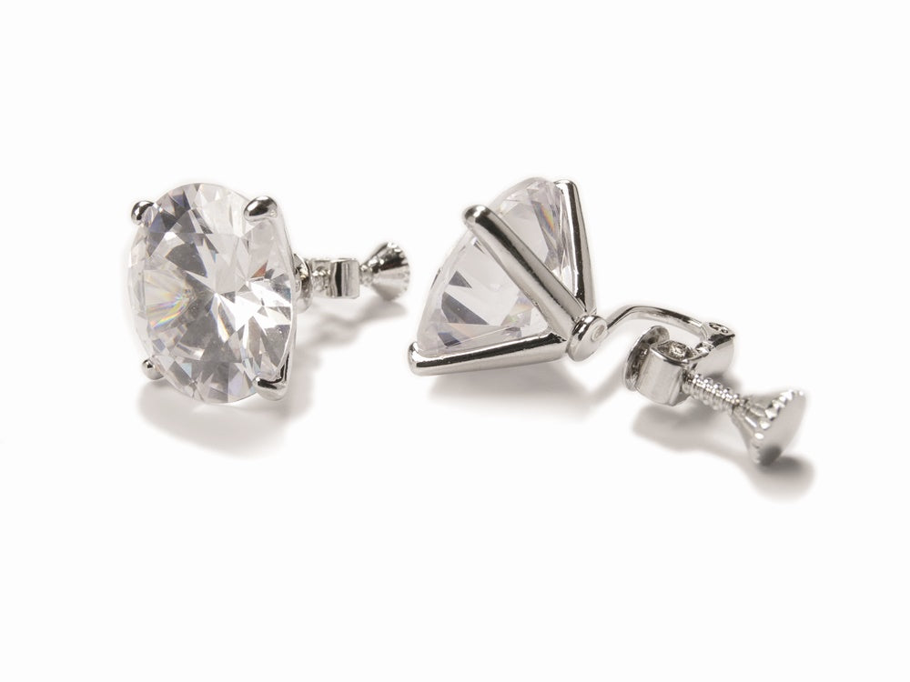 FH2 12MM Clear Clip On Stud Earrings AZ00181