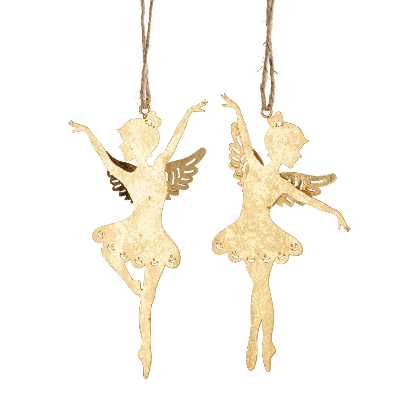 Gold Foil Metal Angel Ballerina Ornaments