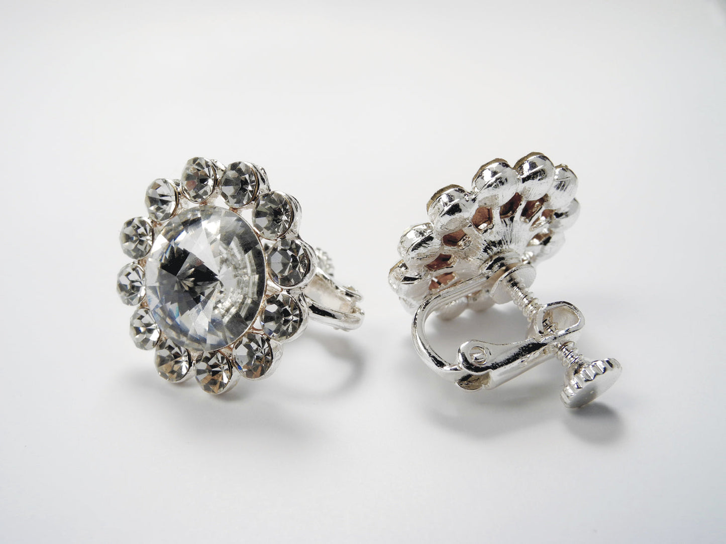 Flower Earrings - Clip On - Clear