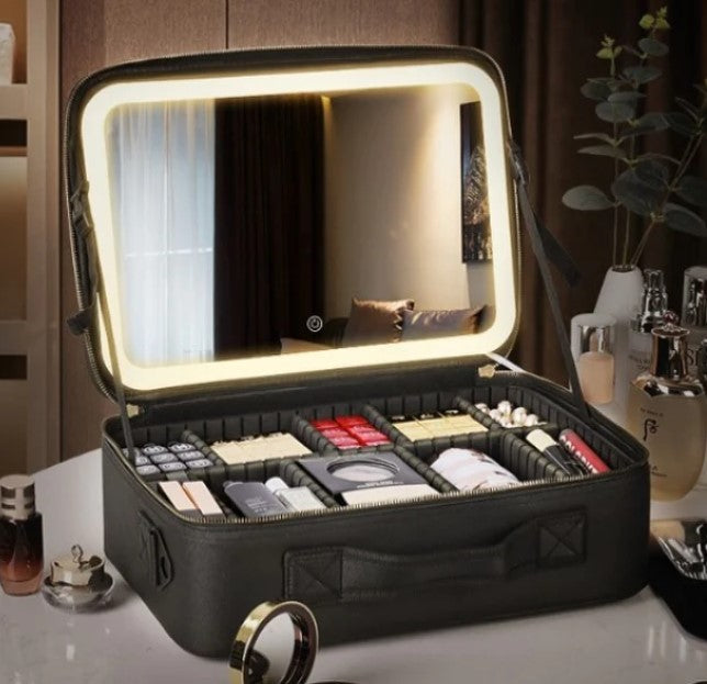 Black Cosmetic Case with LED Lighting