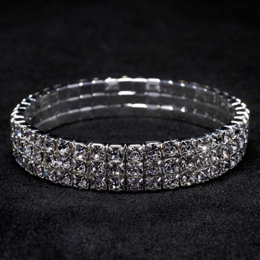 KBG 3-Row Crystal Stretch Bracelet SS080
