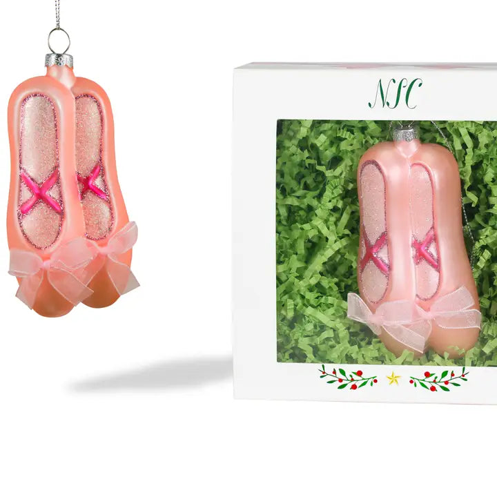 Ballerina Slippers Glass Ornament
