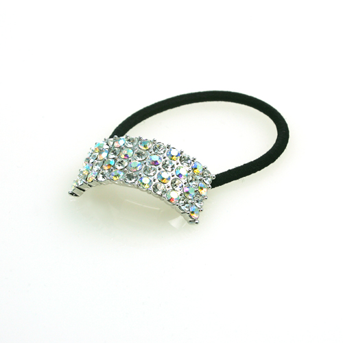 Four Row AB Rhinestone Ponytail Holder