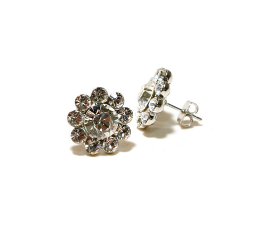 Flower Crystal Pierced Earrings