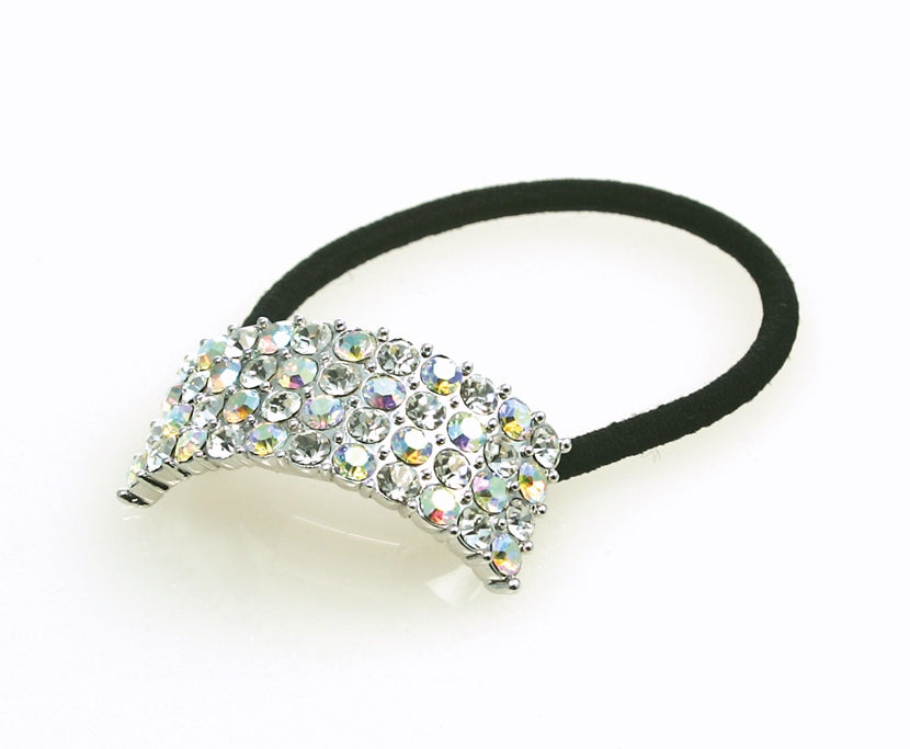 Four Row AB Rhinestone Ponytail Holder