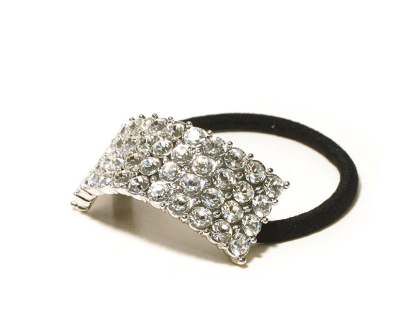 Four Row Clear Rhinestone Ponytail Holder