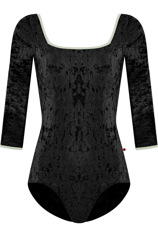 Yumiko Marieke 3/4 Sleeve Leotard in Black Velvet