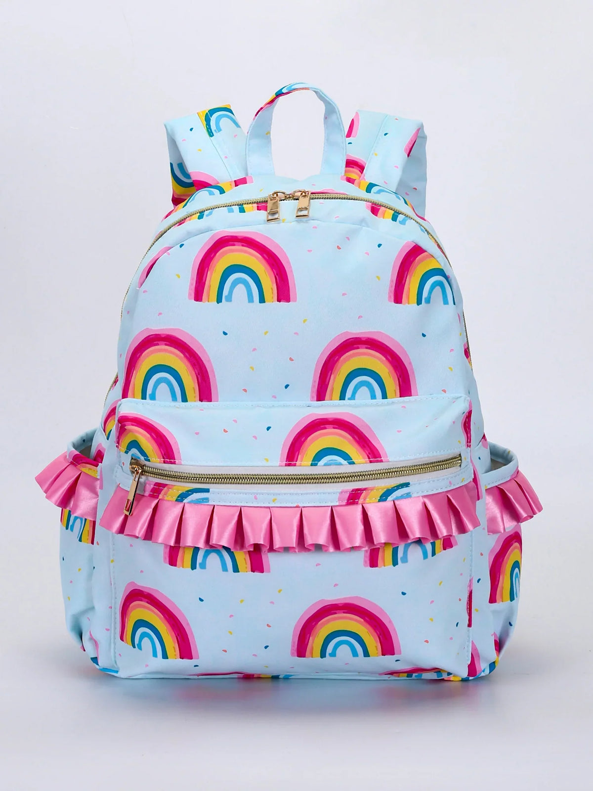 Pink Ruffly Backpack SKP Pink Ruffle Rainbow Printed Backpack BA0167-M – citydancewear
