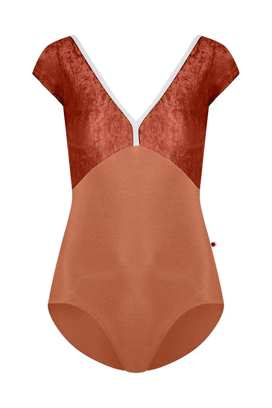 Yumiko Alicia Cap Sleeve Leotard in Rosewood and Amaretto