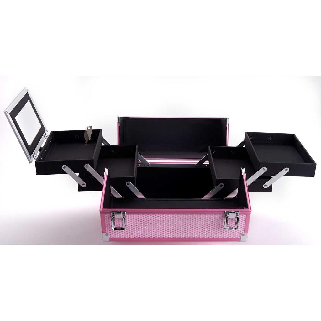 KBG White/Silver Stars Makeup Case with Mirror DS1004M