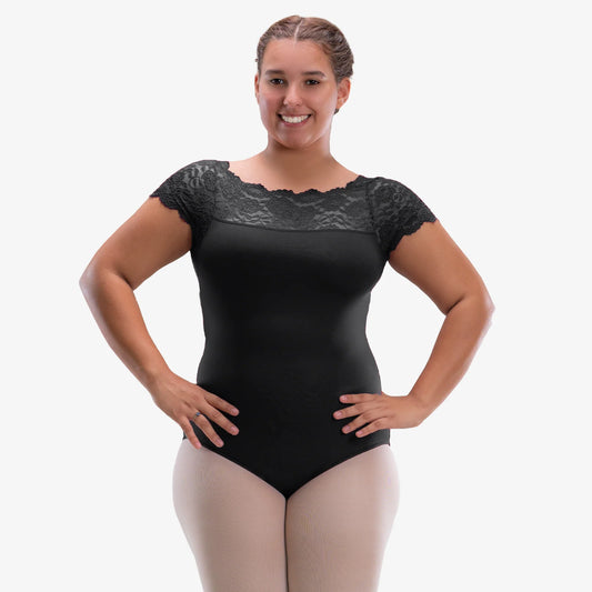 So Danca Curvy Adult Cap Sleeve Leotard with Lace SL196