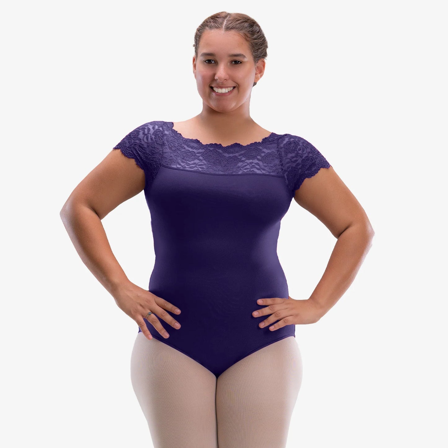 So Danca Curvy Adult Cap Sleeve Leotard with Lace SL196