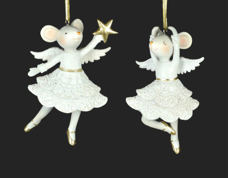 Christmas Tradition 4.5" White Mouse Angel Ornament W1963/W1964