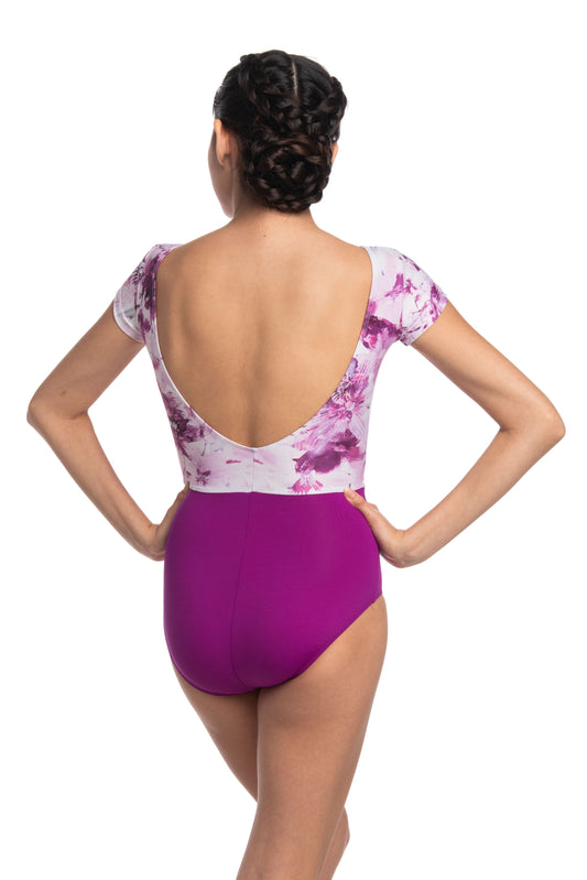 Mimi Scoop Back Cap Sleeve Leotard with Vivid Floral