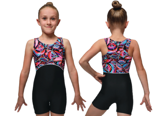 Printed Gymnastics Racerback Biketard