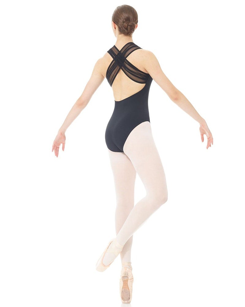 Dramatique Tank Leotard with Crossed Mesh Straps