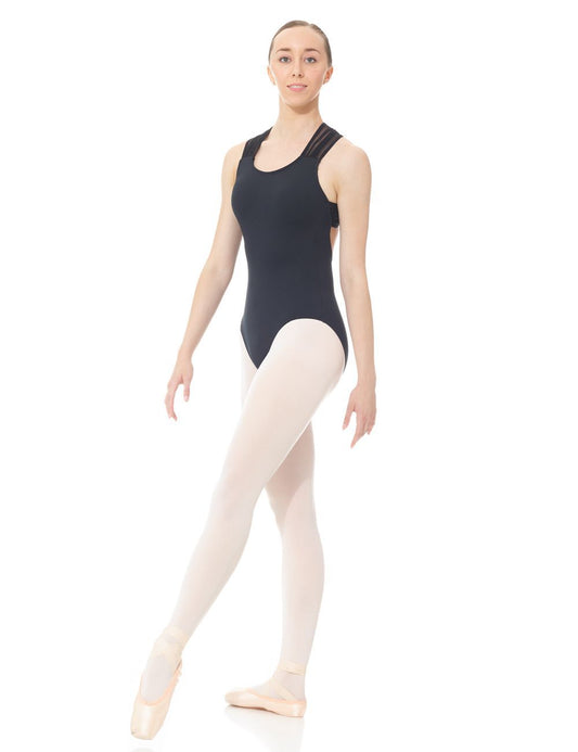 Dramatique Tank Leotard with Crossed Mesh Straps