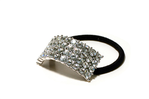 Four Row Clear Rhinestone Ponytail Holder