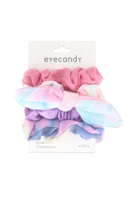 4-Pack of Mixed Scrunchies with Bow