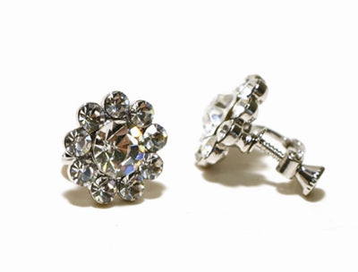 Flower Crystal Clip-on Earrings