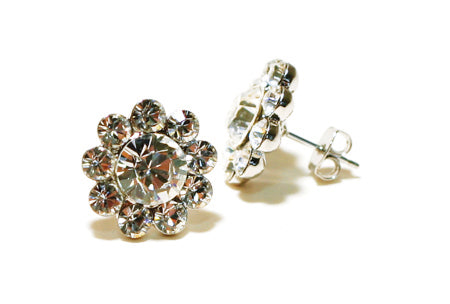 Flower Crystal Pierced Earrings