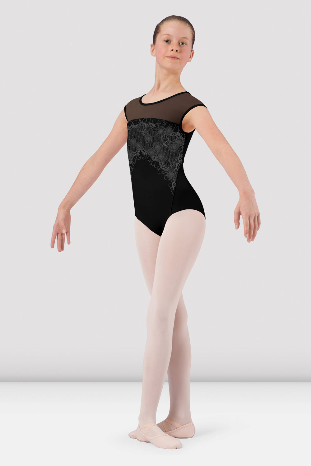 Lace Cap Sleeve Leotard with Open Back