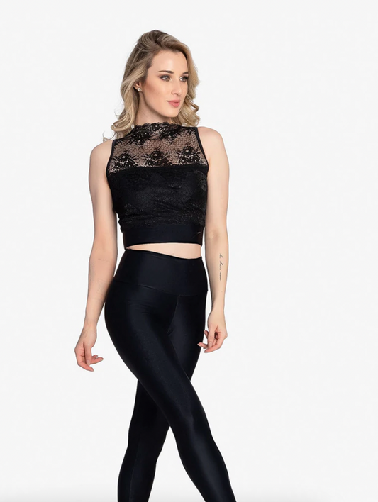 Fae High Neck Lace Crop Top