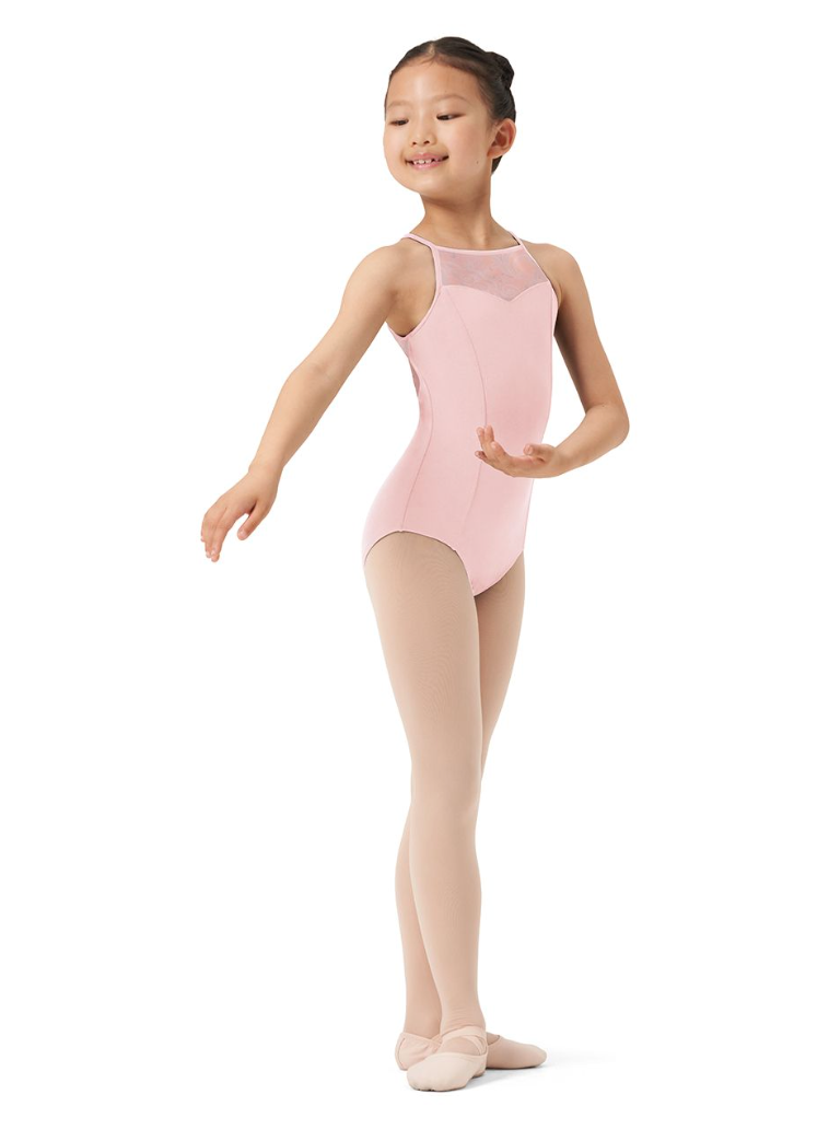 Mirella Halter Leotard with Princess Seams and Printed Mesh M807C