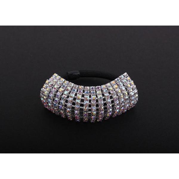 Nine Row AB Rhinestone Ponytail Holder