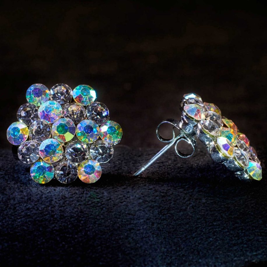 Crystal/AB Mixed Cluster Earrings - Pierced