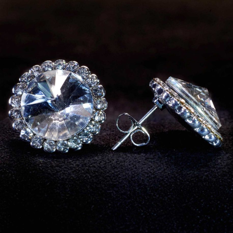 Crystal Ball Earrings Pierced