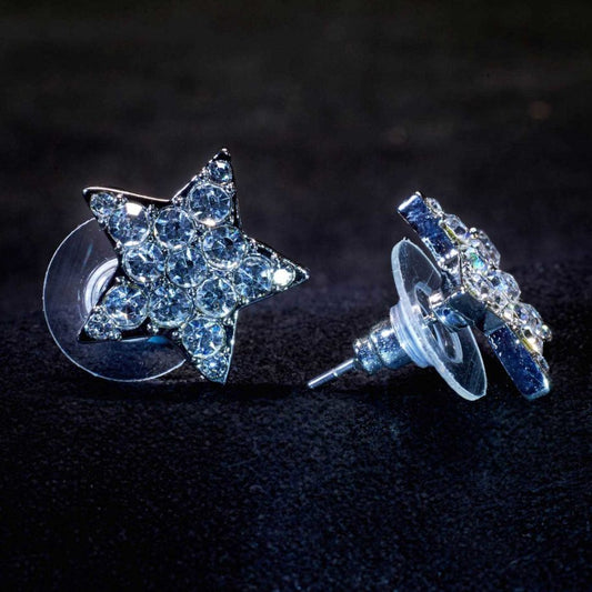 Crystal Star Earrings Pierced