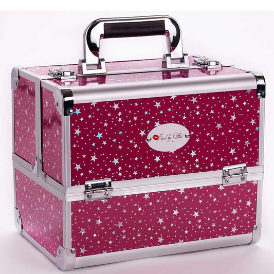 Hot Pink Star Makeup Case with Mirror